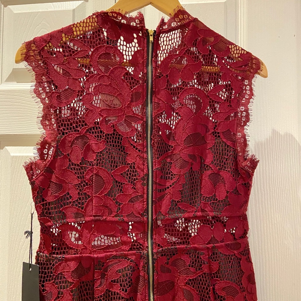 Brand New burgundy lace sleeveless dress - size L - Picture 5 of 8